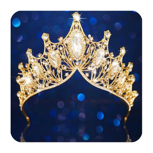 Unicra Gold Princess Crown Quinceanera Tiara Bridal Wedding Rhinestone Hair Accessories for Women and Girls (Gold) - Image 1