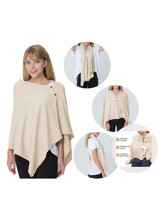 stylesilove Multi-Use Knit Nursing Shawl Poncho Adjustable Buttons for Breastfeeding Protection Nursing Cover Infinity Scarf (Ivory) - Image 2