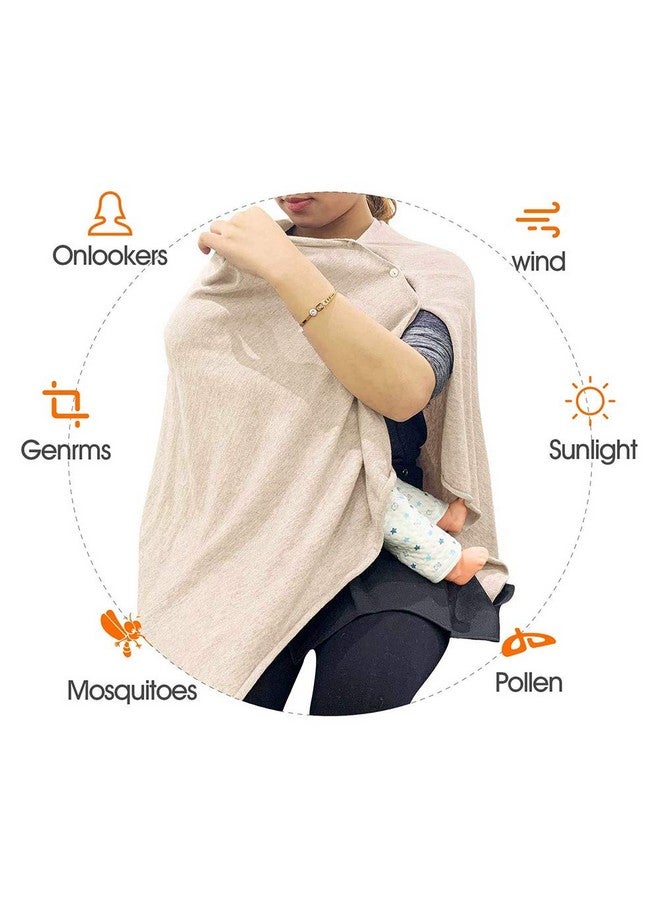 stylesilove Multi-Use Knit Nursing Shawl Poncho Adjustable Buttons for Breastfeeding Protection Nursing Cover Infinity Scarf (Ivory) - Image 4