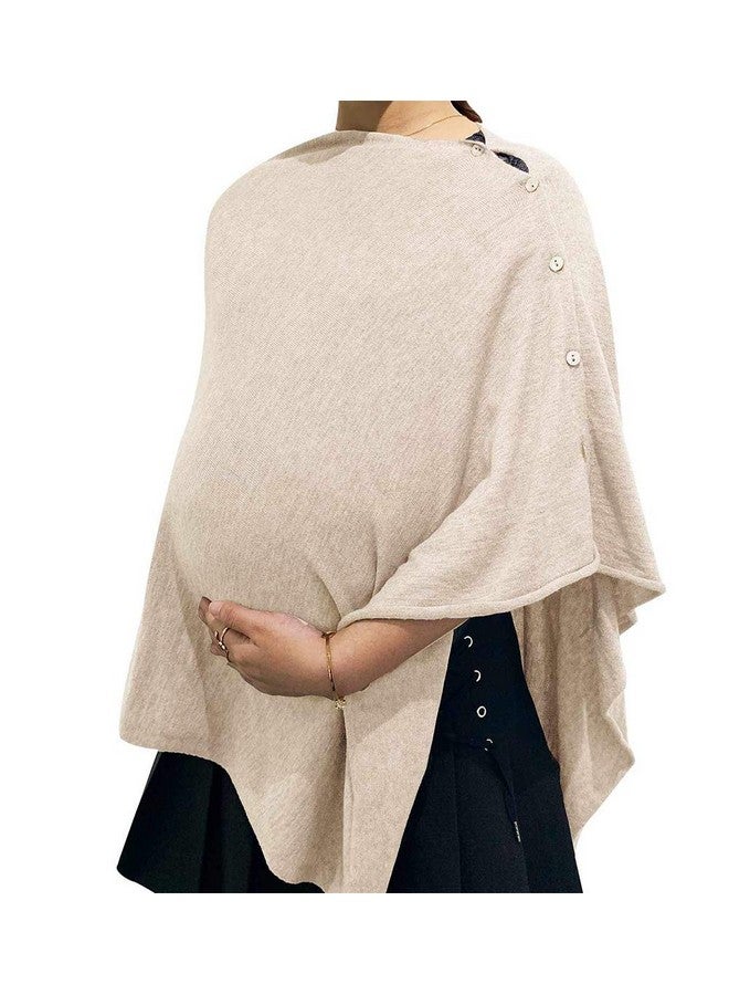 stylesilove Multi-Use Knit Nursing Shawl Poncho Adjustable Buttons for Breastfeeding Protection Nursing Cover Infinity Scarf (Ivory) - Image 3