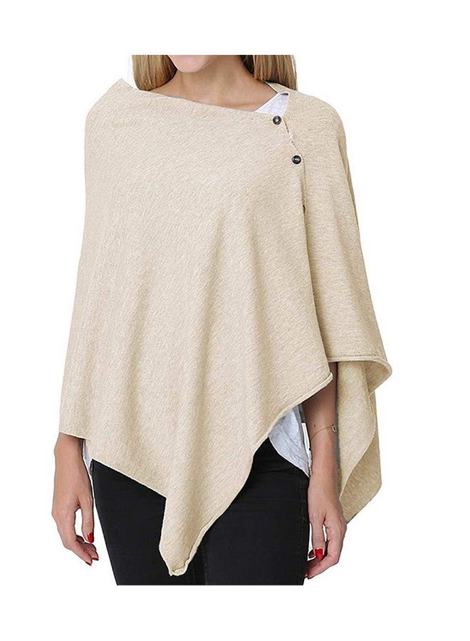stylesilove Multi-Use Knit Nursing Shawl Poncho Adjustable Buttons for Breastfeeding Protection Nursing Cover Infinity Scarf (Ivory) - Image 1