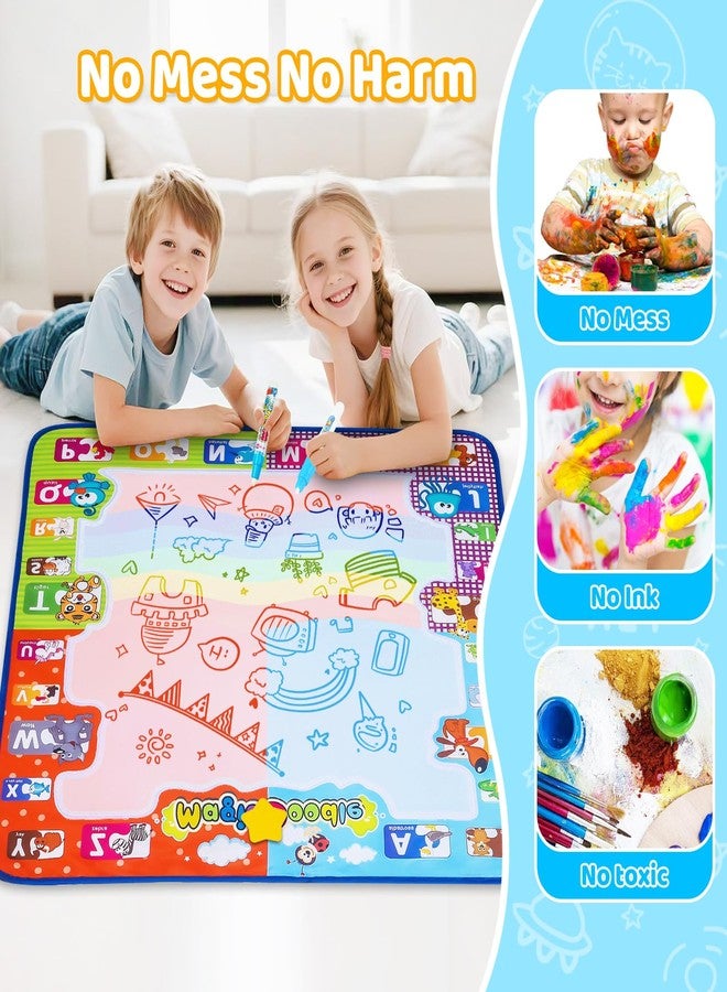 KIZZYEA Toys for 2 3 4 5 Years Old Boys Girls, Water Doodle Mat for Kids, Large Coloring Painting Writing Mat with Neon Colors, Educational Toys Christmas Birthday Gifts for Age 2-4, 3-5 Toddlers - Image 5