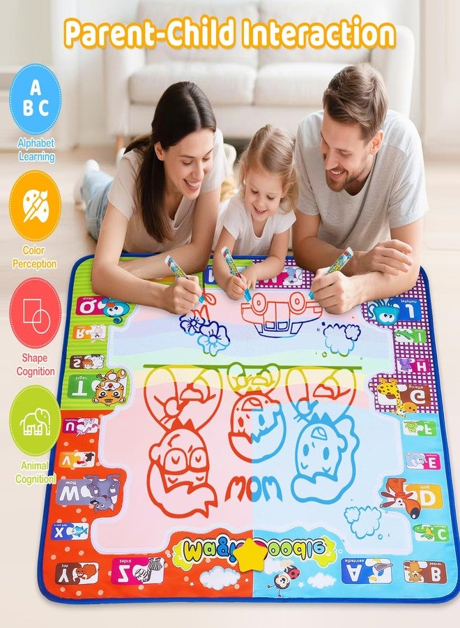 KIZZYEA Toys for 2 3 4 5 Years Old Boys Girls, Water Doodle Mat for Kids, Large Coloring Painting Writing Mat with Neon Colors, Educational Toys Christmas Birthday Gifts for Age 2-4, 3-5 Toddlers - Image 4