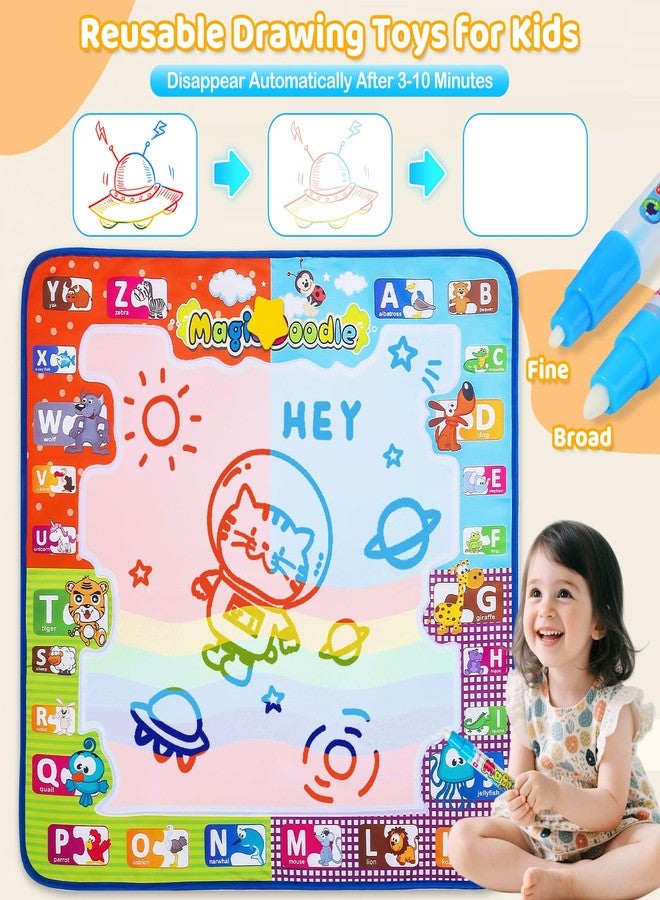 KIZZYEA Toys for 2 3 4 5 Years Old Boys Girls, Water Doodle Mat for Kids, Large Coloring Painting Writing Mat with Neon Colors, Educational Toys Christmas Birthday Gifts for Age 2-4, 3-5 Toddlers - Image 2