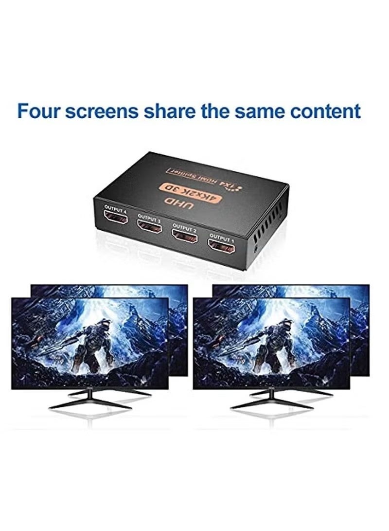 4K Hdmi Video Splitter 1 In 4 Out V1 4B Powered Hdmi Splitter With Ac Adaptor Supports Hdcp Ultra Hd 1080P 2K And 3D Resolutions - Image 5