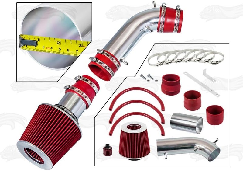 Rtunes Racing Short Ram Air Intake Kit + Filter Combo Compatible For 96-98 4Runner 3.4L / 95-98 T100 / Tacoma 3.4L (Red) - Image 2