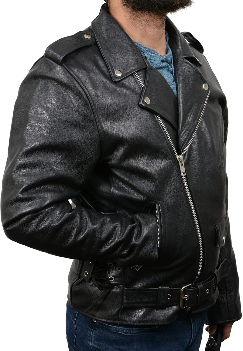 MILWAUKEE LEATHER Men's Classic Side Lace Police Style Motorcycle Jacket - Black - Image 3