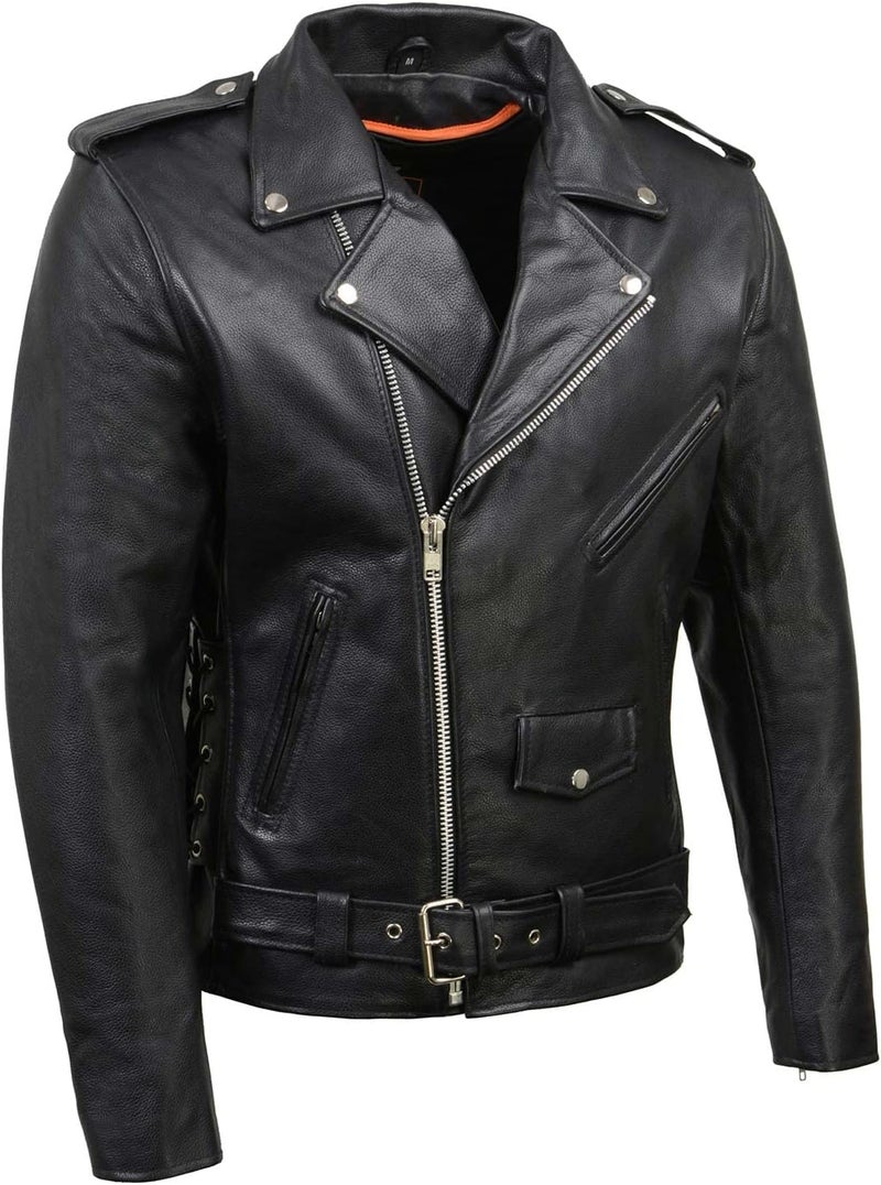 MILWAUKEE LEATHER Men's Classic Side Lace Police Style Motorcycle Jacket - Black - Image 1