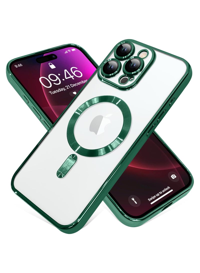 Magnetic Case for iphone 16 pro max Compatible with Wireless Charging, Cover Camera Lens Protector, Slim Protective anti Yellowing Clear Case for iphone 16 pro max - Image 1