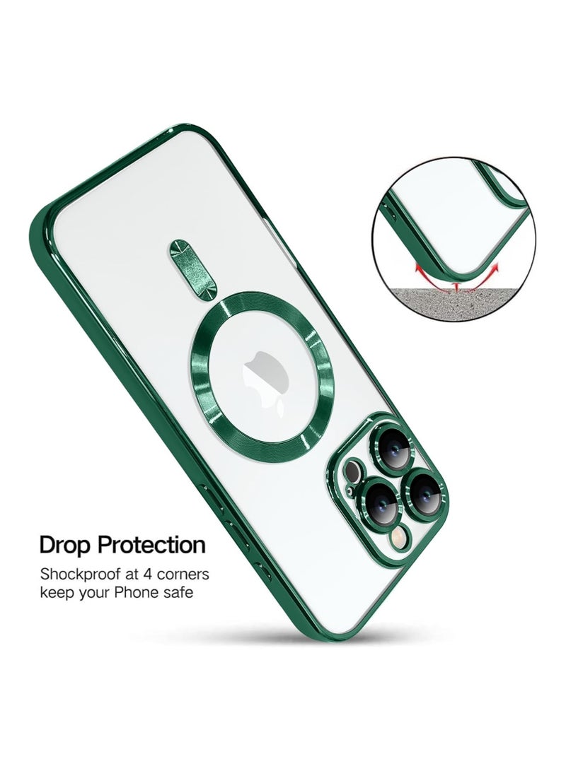 Magnetic Case for iphone 16 pro max Compatible with Wireless Charging, Cover Camera Lens Protector, Slim Protective anti Yellowing Clear Case for iphone 16 pro max - Image 3