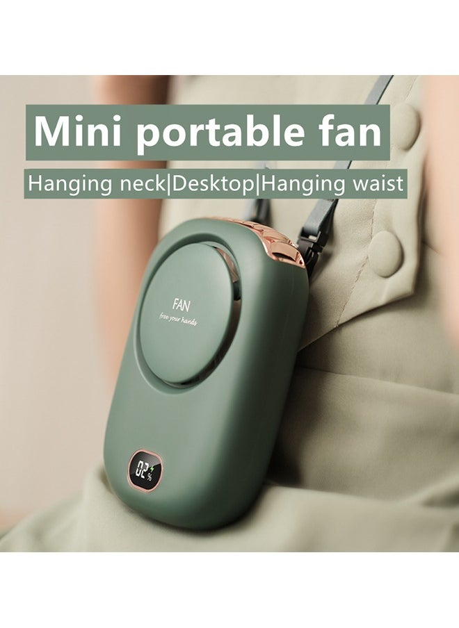 Generic Mini Fan Portable and Rechargeable with Lanyard Bracket can Hanging Neck Put on Desk Clip Waist Outdoor Cooling for Travel Camping Powerful 3 Speed Bladeless Quiet Fan, White  - Image 2