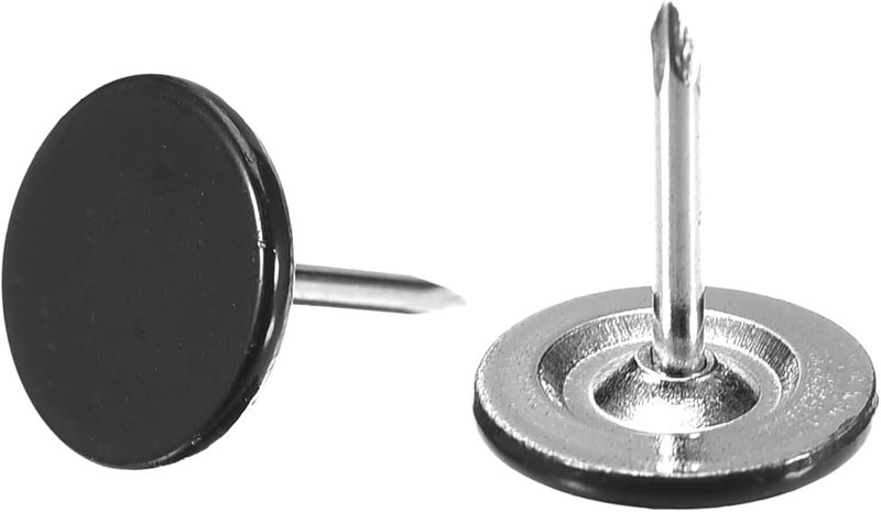 TOP-VIGOR 100pcs Black Flat Head Upholstery Tacks, Heavy Duty Push Pins, 11 x 13mm Decorative Thumb Tacks for Wall, Cork Board, Furniture and Notice Board - Image 1