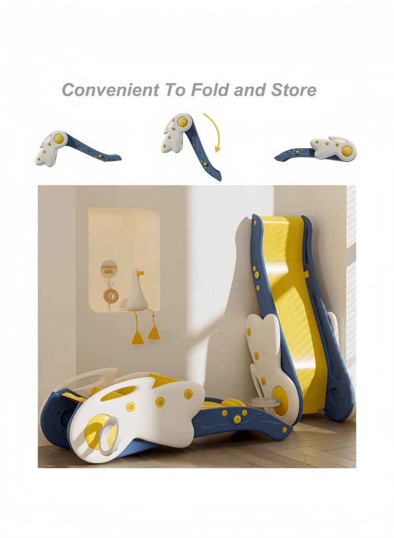 GGEROU Slide for Kids Toddler Slide Climber with Basketball Hoop Baby Playset w/Long Slope for 0-4 yrs Boys and Girls Sturdy Playground for Indoor Outdoor Blue - Image 4