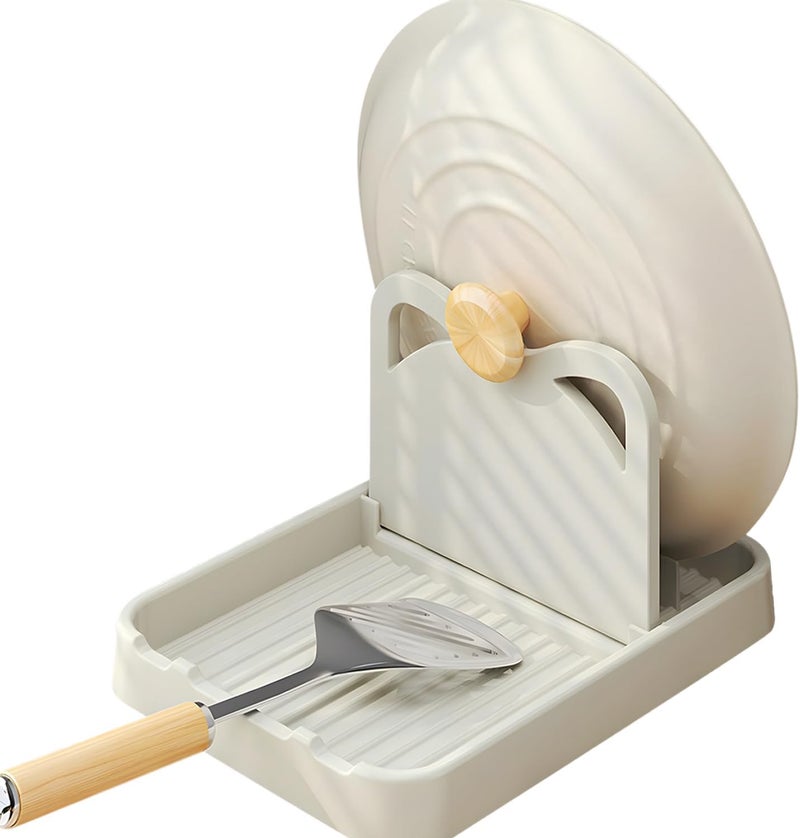 TORMEN Spoon Rest with Lid Holder, Foldable Kitchen Utensil Rest for Countertop, Heat-Resistant and Non-Slip Spoon Holder for Spatula, Ladle, Pot Lid, Cooking Accessories - Image 1