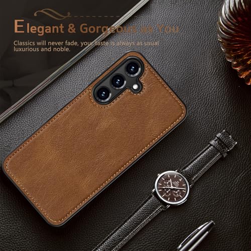 LOHASIC for Galaxy A16 5G Phone Case, Luxury PU Leather Texture Non-Slip Grip Delicate Soft Back Cover Rugged Bumper Scratch Resistant Full Body Protective for Men Women - Brown - Image 5