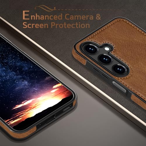 LOHASIC for Galaxy A16 5G Phone Case, Luxury PU Leather Texture Non-Slip Grip Delicate Soft Back Cover Rugged Bumper Scratch Resistant Full Body Protective for Men Women - Brown - Image 3