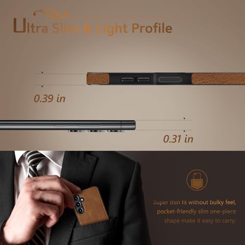 LOHASIC for Galaxy A16 5G Phone Case, Luxury PU Leather Texture Non-Slip Grip Delicate Soft Back Cover Rugged Bumper Scratch Resistant Full Body Protective for Men Women - Brown - Image 2