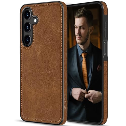 LOHASIC for Galaxy A16 5G Phone Case, Luxury PU Leather Texture Non-Slip Grip Delicate Soft Back Cover Rugged Bumper Scratch Resistant Full Body Protective for Men Women - Brown - Image 1