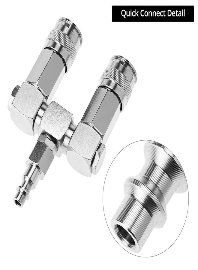 QWORK Air Hose Splitter, 2-Way Air Hose Connector, 1/4 In NPT Swivel 360 Degrees Connectors, Air Compressor Accessories Fittings - Image 3