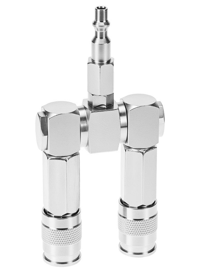 QWORK Air Hose Splitter, 2-Way Air Hose Connector, 1/4 In NPT Swivel 360 Degrees Connectors, Air Compressor Accessories Fittings - Image 1
