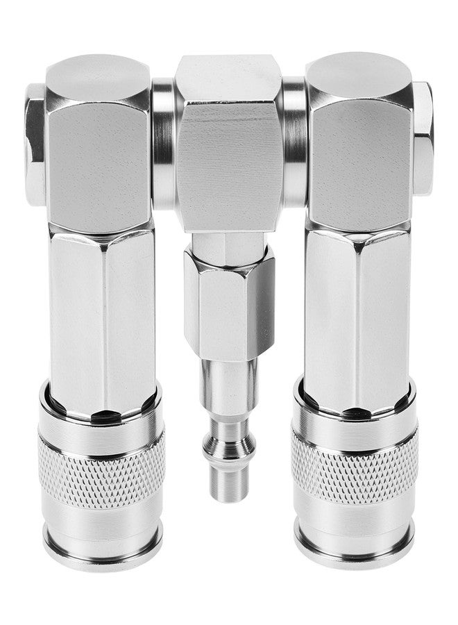QWORK Air Hose Splitter, 2-Way Air Hose Connector, 1/4 In NPT Swivel 360 Degrees Connectors, Air Compressor Accessories Fittings - Image 2