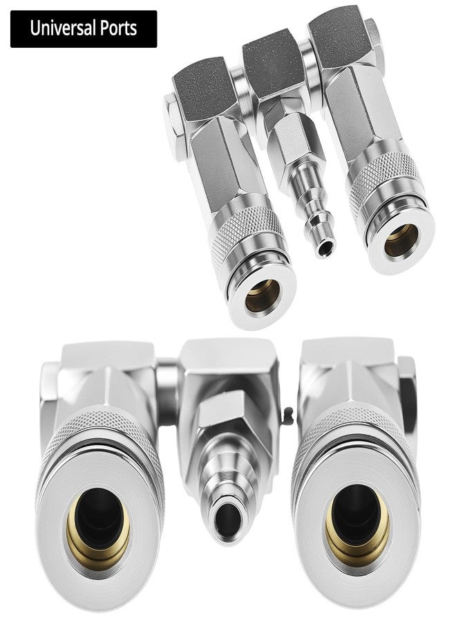 QWORK Air Hose Splitter, 2-Way Air Hose Connector, 1/4 In NPT Swivel 360 Degrees Connectors, Air Compressor Accessories Fittings - Image 4