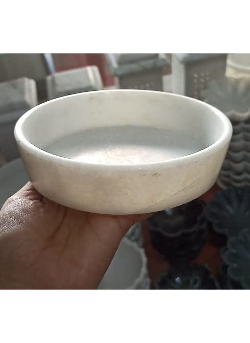 R&M - R&M RM 6inch Bowl Pot Tray Bird Bath Garden Home Decoration | Multi Purpose Bowl | Jewelry Organizing Bowl | Marble Tray | Marble Dish | Marble Candle Holder - Image 1