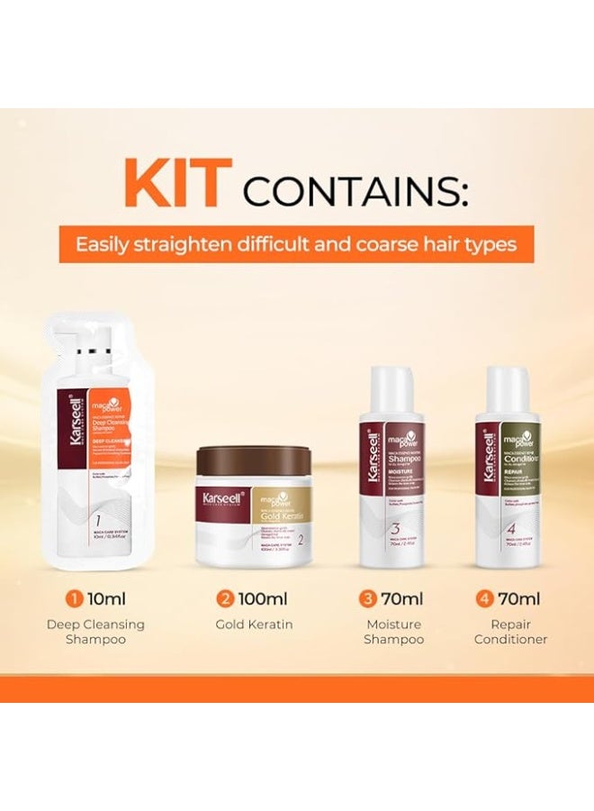 Karseell Maca Essence Keratin Hair Straightening Kit, 12 Weeks of Home Use Professional Straightening, Straighten and Smooth Hair, All Hair Types - Image 4