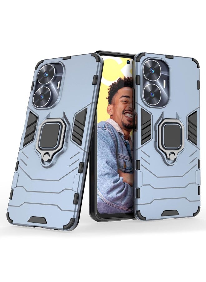 RUGGED SHIELD Realme C55 Case, Built-in 360° Rotate Ring Kickstand, Shockproof Drop Proof Protection, Heavy Duty Shockproof Protective Case for Realme C55 (4G 2023), Blue  - Image 3
