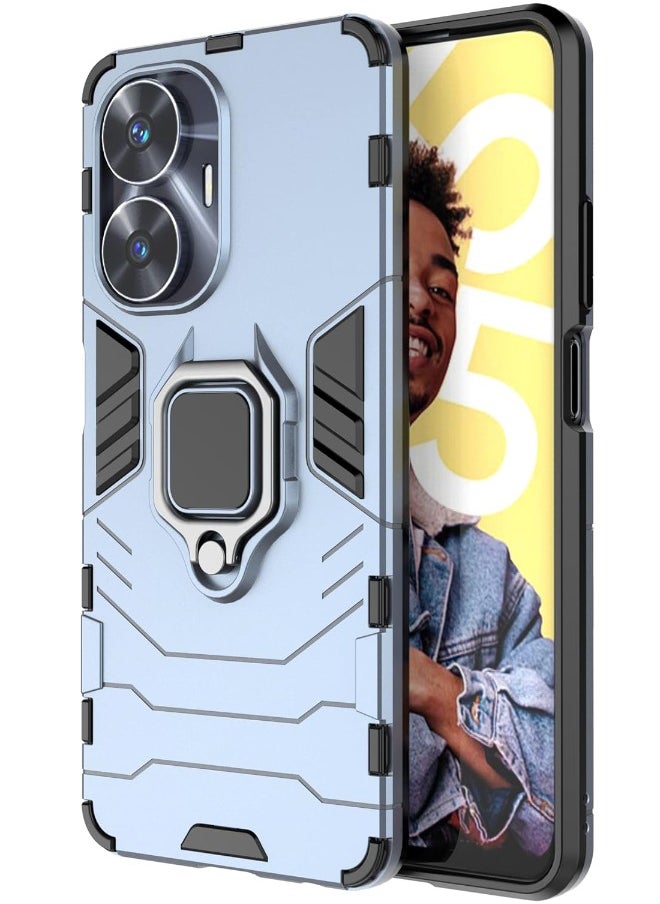RUGGED SHIELD Realme C55 Case, Built-in 360° Rotate Ring Kickstand, Shockproof Drop Proof Protection, Heavy Duty Shockproof Protective Case for Realme C55 (4G 2023), Blue  - Image 2