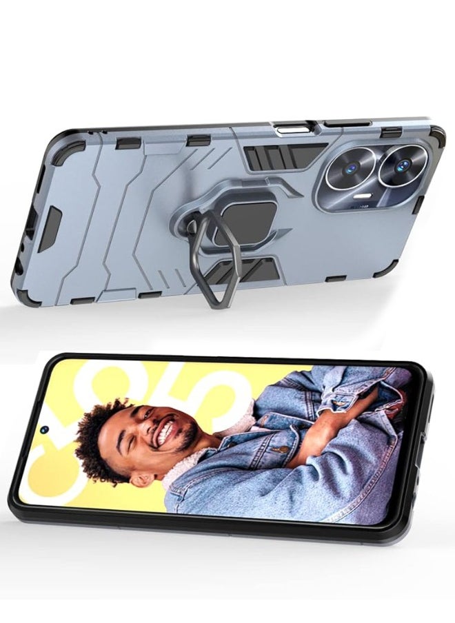 RUGGED SHIELD Realme C55 Case, Built-in 360° Rotate Ring Kickstand, Shockproof Drop Proof Protection, Heavy Duty Shockproof Protective Case for Realme C55 (4G 2023), Blue  - Image 4
