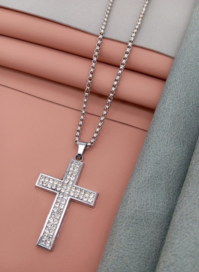 SHANKHRAJ MALL Pendant Necklace with Rhinestones for Men & Women –Chain, Hip Hop Iced Out Jewelry, Unisex Faith Pendant Gift Colour Gold-Silver-Black (A161) - Image 3