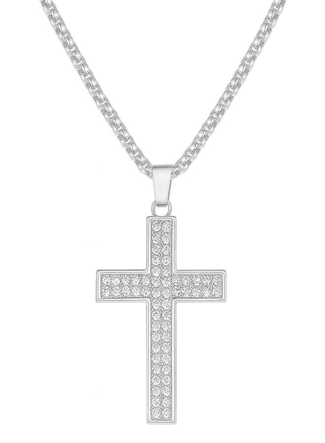 SHANKHRAJ MALL Pendant Necklace with Rhinestones for Men & Women –Chain, Hip Hop Iced Out Jewelry, Unisex Faith Pendant Gift Colour Gold-Silver-Black (A161) - Image 1