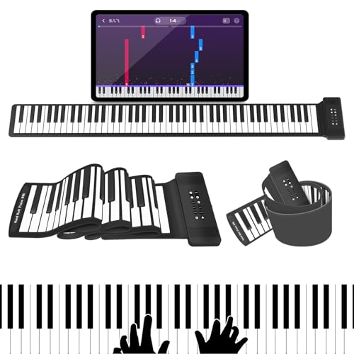 MARVTOWN 88Keys Roll Up Piano Keyboard, MARVTOWN Portable Foldable Hand Roll Keyboard Piano,108 Rhythms,128 Tones,Waterproof Silicone Folding Piano with MIDI&Speaker&Headphone jack For Beginners Travelling - Image 1