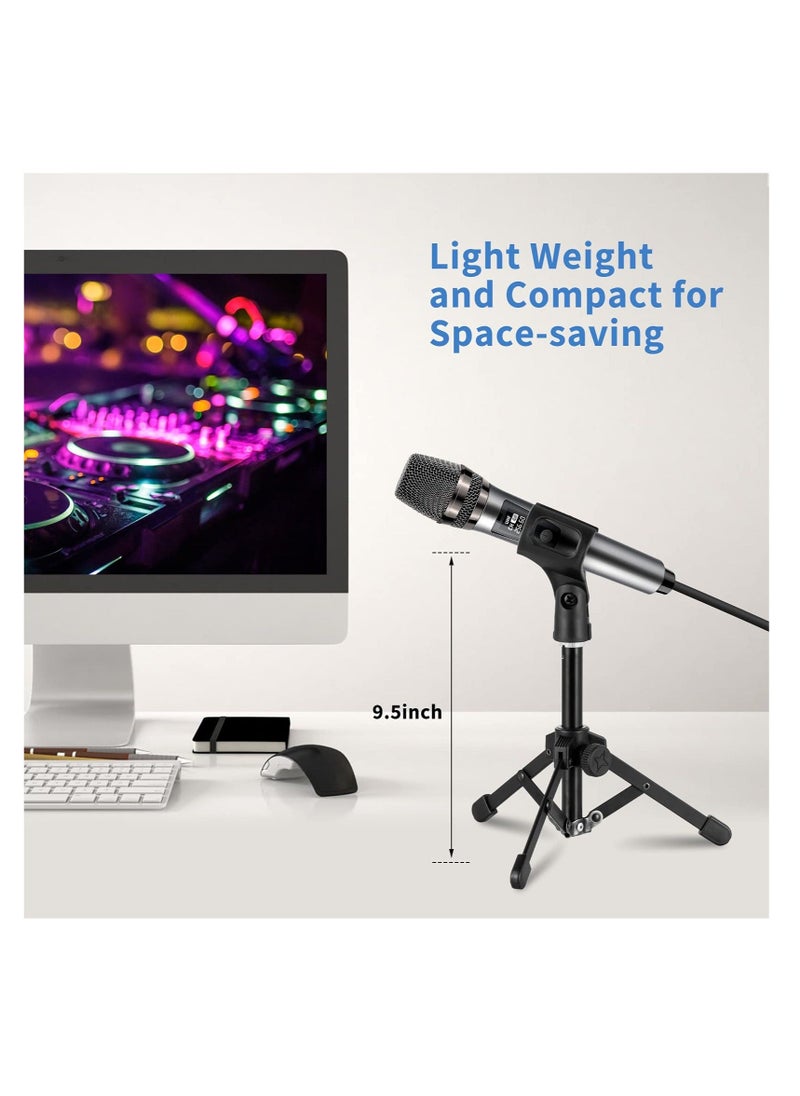 Generic - Adjustable Microphone Stand, Portable Foldable Tripod with Mic Clip Holder, Suitable for Dynamic Microphone Like Shure SM58 PGA48 Samson Q2U Blue Yeti - Image 1