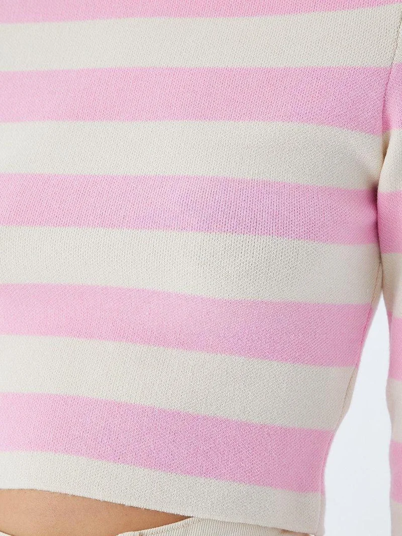 Mixray Powder Pink Mixray Striped Knit Sweater for Women | Best Price UAE