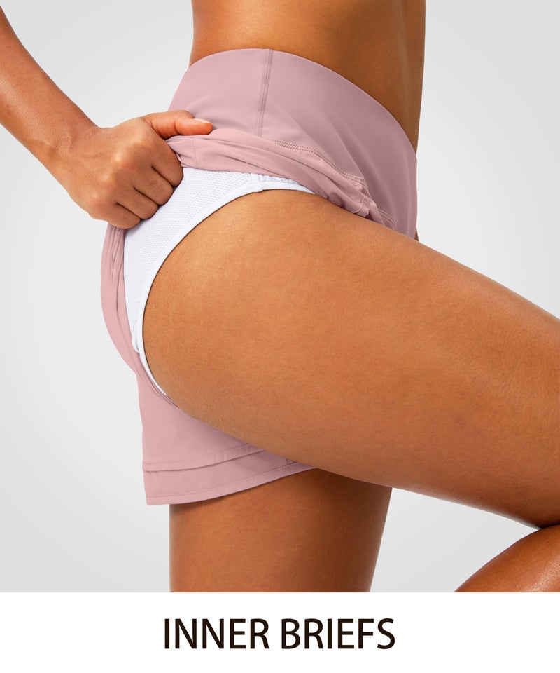 Soothfeel Women's Running Shorts High Waisted Quick-Dry 3 Inch Gym Workout Athletic Shorts for Women with Zipper Pocket(Pink, M) - Image 4