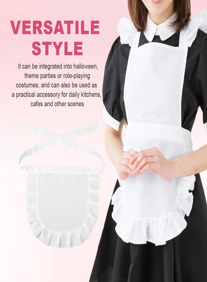QUUPY White Maid Apron Cosplay Waist Aprons Puffy Tight Costume Maid Half Apron Cosplay Dress Accessory for Restaurant Party Dress Costumes - Image 4