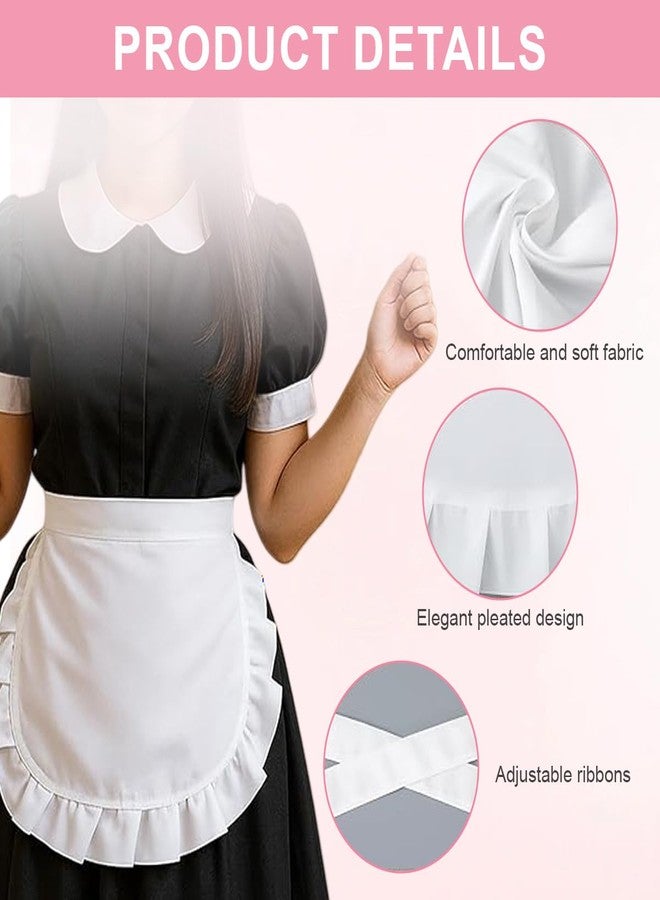QUUPY White Maid Apron Cosplay Waist Aprons Puffy Tight Costume Maid Half Apron Cosplay Dress Accessory for Restaurant Party Dress Costumes - Image 3
