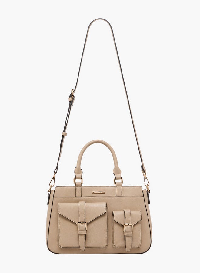 Celeste Solid Tote Bag with Detachable Strap and Zip Closure - Image 3