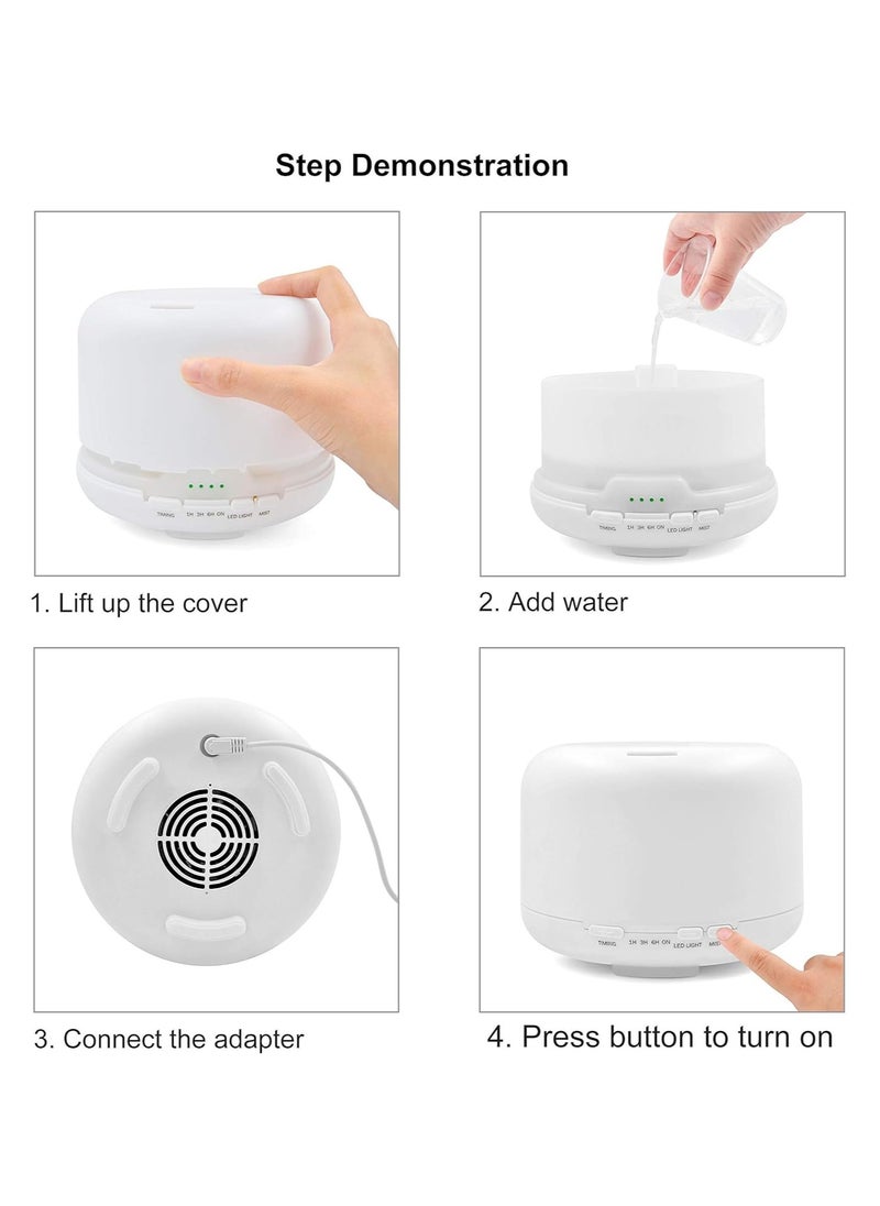 BLOOMING TIME - 500ml Ultrasonic Aromatherapy Vaporizer & Humidifier with Timer, Auto-Off Safety Switch, and 7 LED Light Colors - Image 1