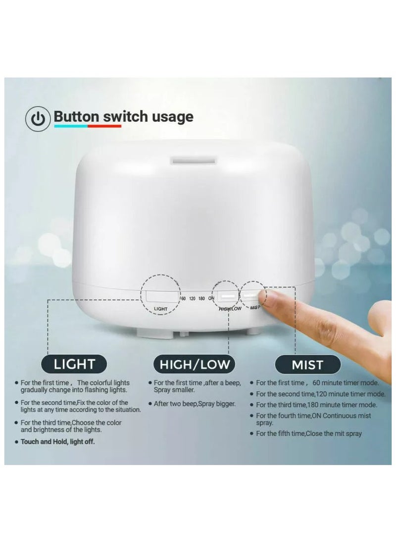 BLOOMING TIME - 500ml Ultrasonic Aromatherapy Vaporizer & Humidifier with Timer, Auto-Off Safety Switch, and 7 LED Light Colors - Image 1