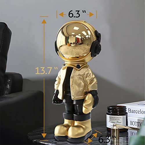 EZ4ENCE Figurine Statue Astronaut Sculpture Spaceman Decor,Sculpture for Home Decor,Arts Gold and Black Shelf Decoration,Cool Metal Mask Table Decor,Large Spaceman Figure Ornament - Image 5