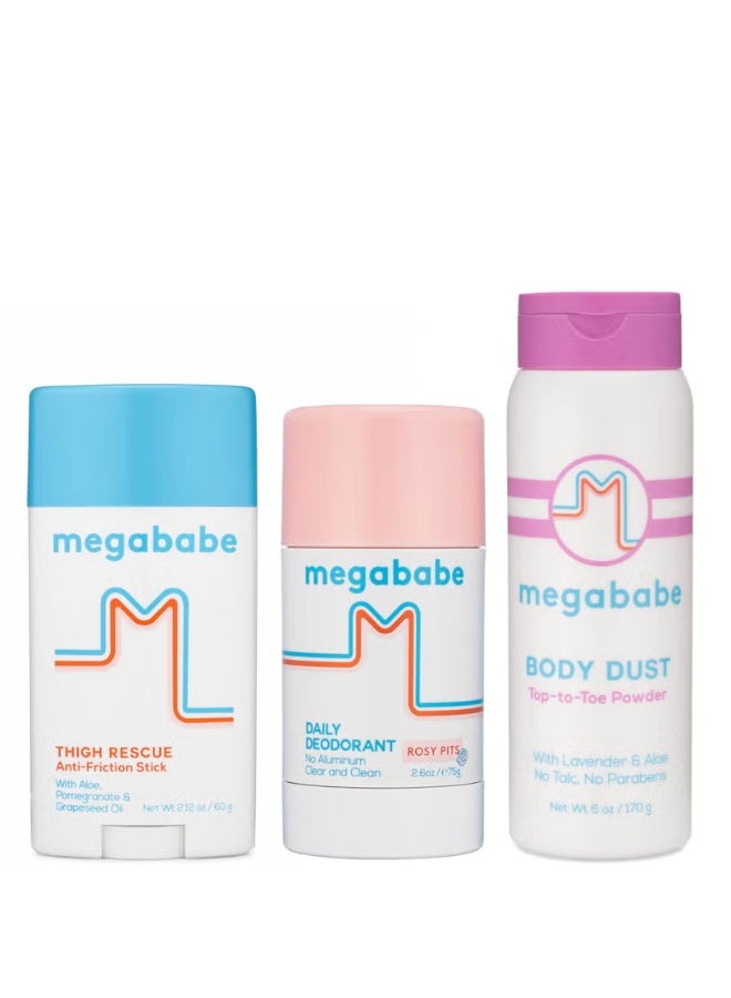ميجا بابي أفضل منتجات Megababe Trio لمكافحة الروائح والعرق والاحتكاك - Image 1