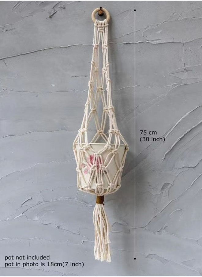 Kutis 1-Piece Hanging Plant Pot Holder  Hand-Woven Hanging Decorative Flower Pot Stand For Home Decoration 75 Centimeter  - Image 3