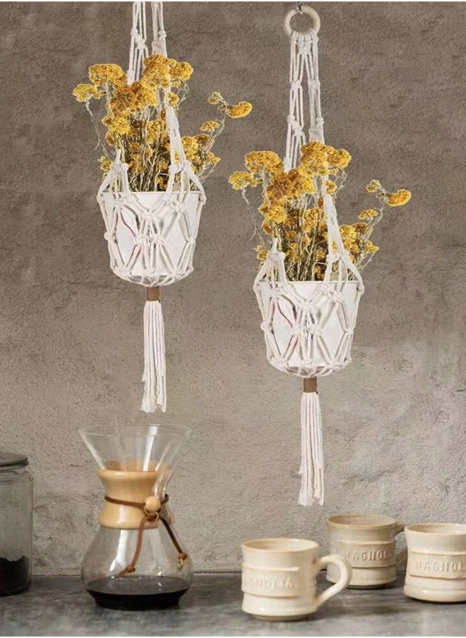 Kutis 1-Piece Hanging Plant Pot Holder  Hand-Woven Hanging Decorative Flower Pot Stand For Home Decoration 75 Centimeter  - Image 2