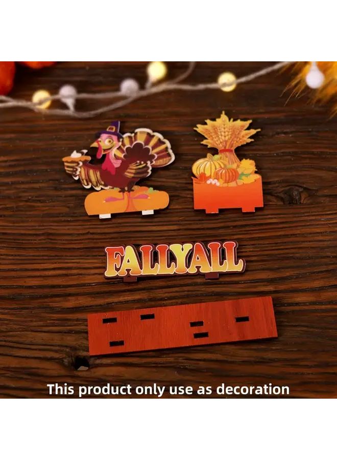 Scarecrow Wooden Thanksgiving Fall Decor Sign With Pumpkin Turkey Motifs - Image 4