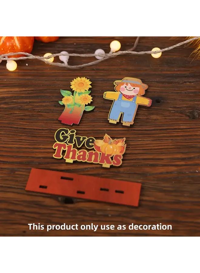 Scarecrow Wooden Thanksgiving Fall Decor Sign With Pumpkin Turkey Motifs - Image 5