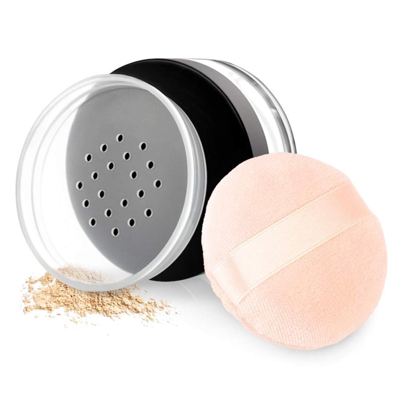Kalevel Empty Makeup Powder Container 50ml with Puff Loose Face Compact Case Plastic Cosmetic Jars Travel Containers Refillable Bottle Box Holder with Sifter and Lid - Image 1