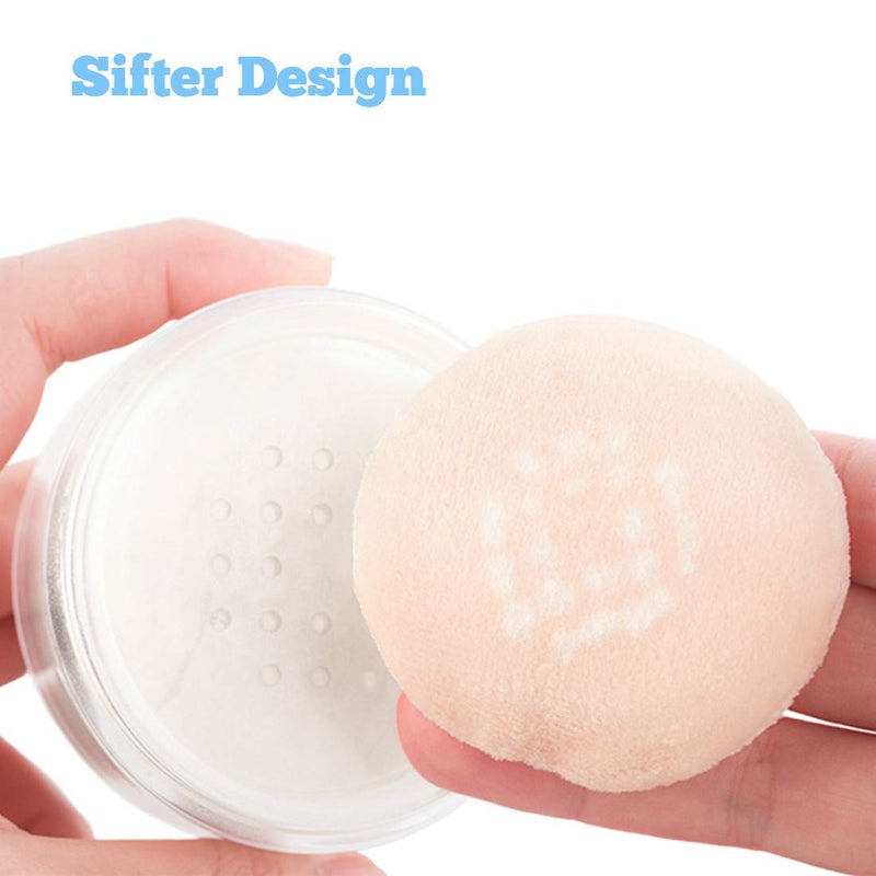 Kalevel Empty Makeup Powder Container 50ml with Puff Loose Face Compact Case Plastic Cosmetic Jars Travel Containers Refillable Bottle Box Holder with Sifter and Lid - Image 2